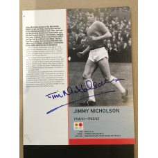 Signed picture of Jimmy Nicholson the Manchester United footballer. 